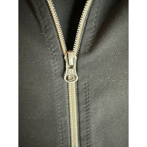 Lululemon Asana Jacket Black Ruffle Logo Full Zip Long Length Sz 8 - Picture 5 of 7